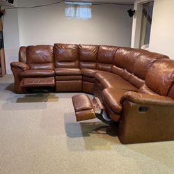 3 Piece Leather Sectional w/ Dual End Recliners