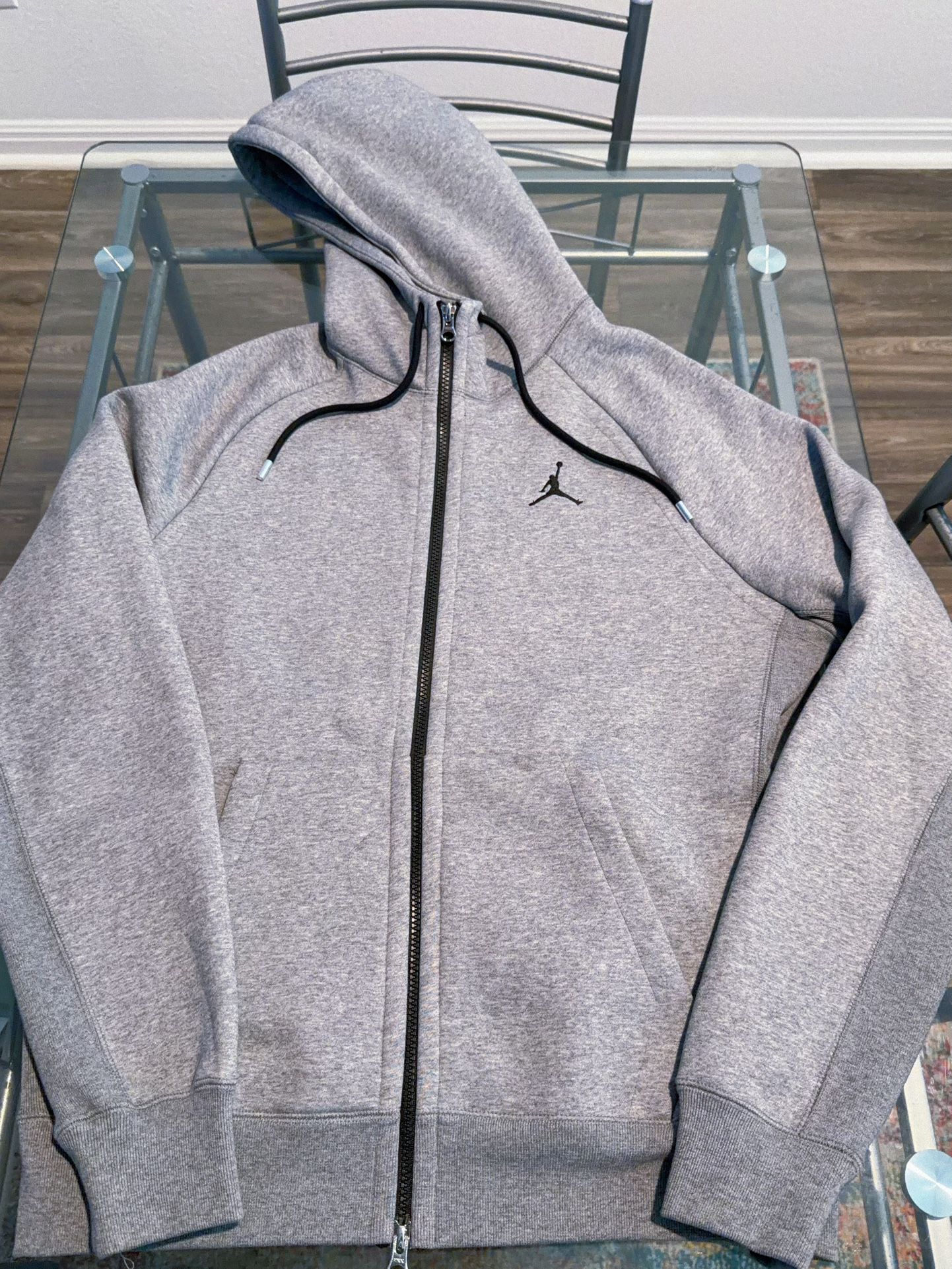 Jordan Light Gray & Black Zipper Hoodie Sz. Med