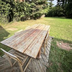 Large Oak Garden Table And Chair Set 