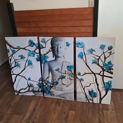 Large 3 piece meditation picture.