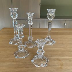 5 Lead Crystal Candlesticks