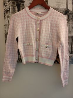 Stylish Ladies Pink and White Cardigan.