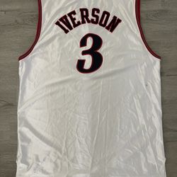 Philadelphia 76ers Allen Iverson Reebok Authentic Jersey Size 52 XXL White On Court