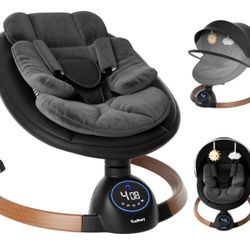 Electric Baby Swing for Infants with Bluetooth & Remote, 5 Speeds, 10 Lullabies, Black