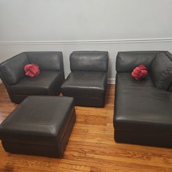 Grey Leather 4 Piece Couch