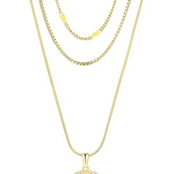 Layered Moon Star Necklace for Women 14K Gold Crescent Pendant,Trendy Stacked Celestial Chains,Long Layering Choker Fashion Charm Necklaces Gift