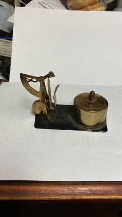 Brass Letter Scale And Stamp Holder Works Complete. 5 Inches Long Good Condition