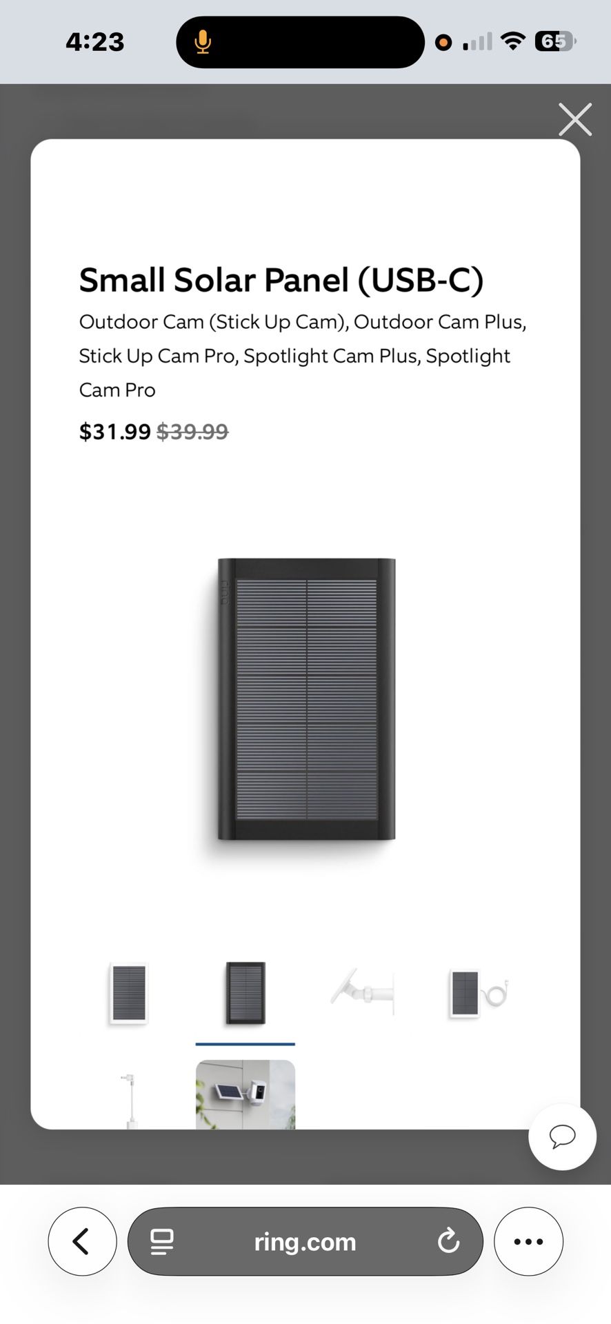 Solar Panel power for ring outdoor cameras