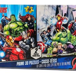 NEW! MARVEL AVENGERS Two x 500 Piece Prime 3D Lenticular Puzzles Twin Pack