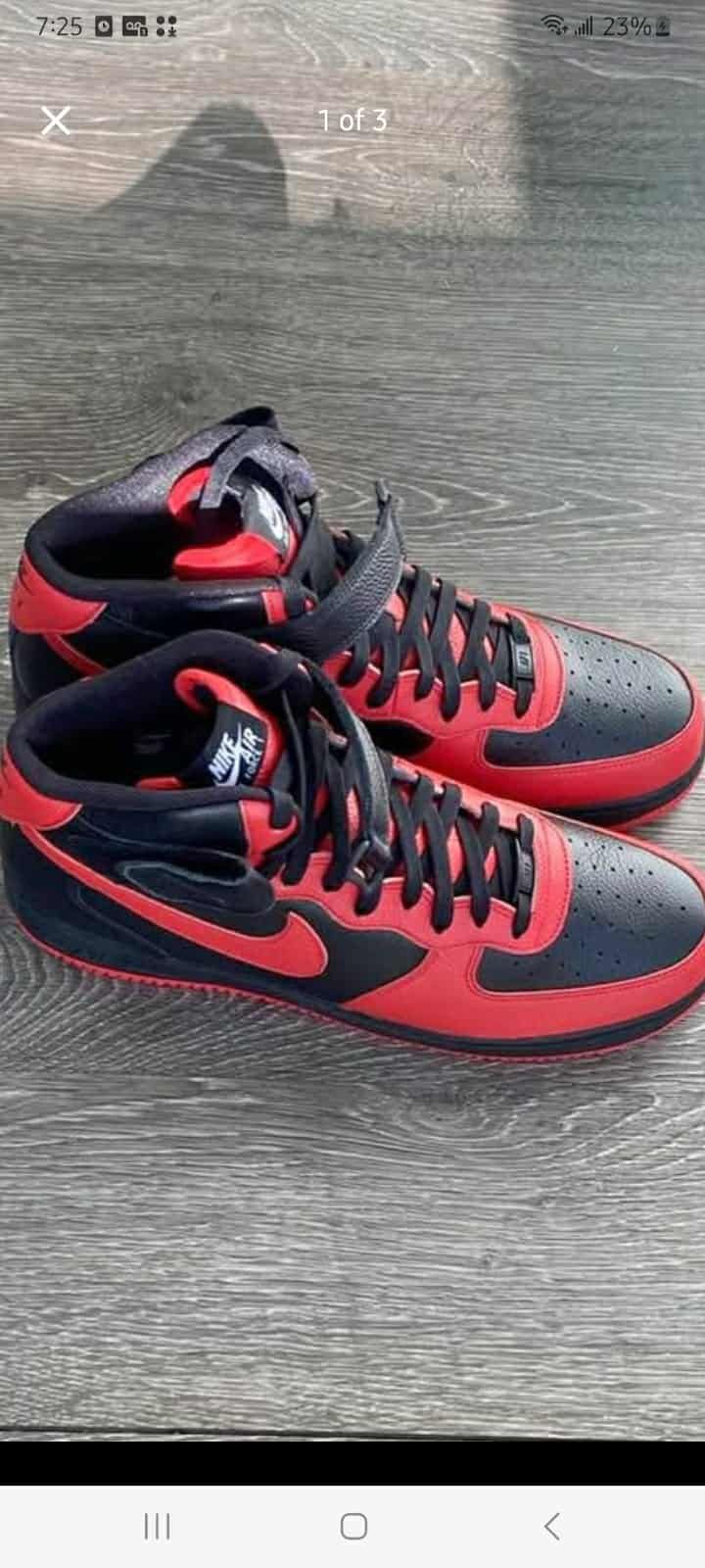 Men’s Black And Red Air Force 1s Size 12