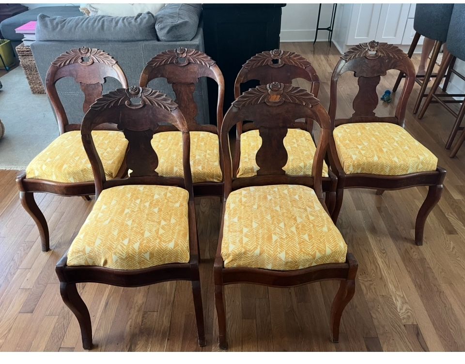 Set of 6 Antique Carved Victorian Dining Chairs