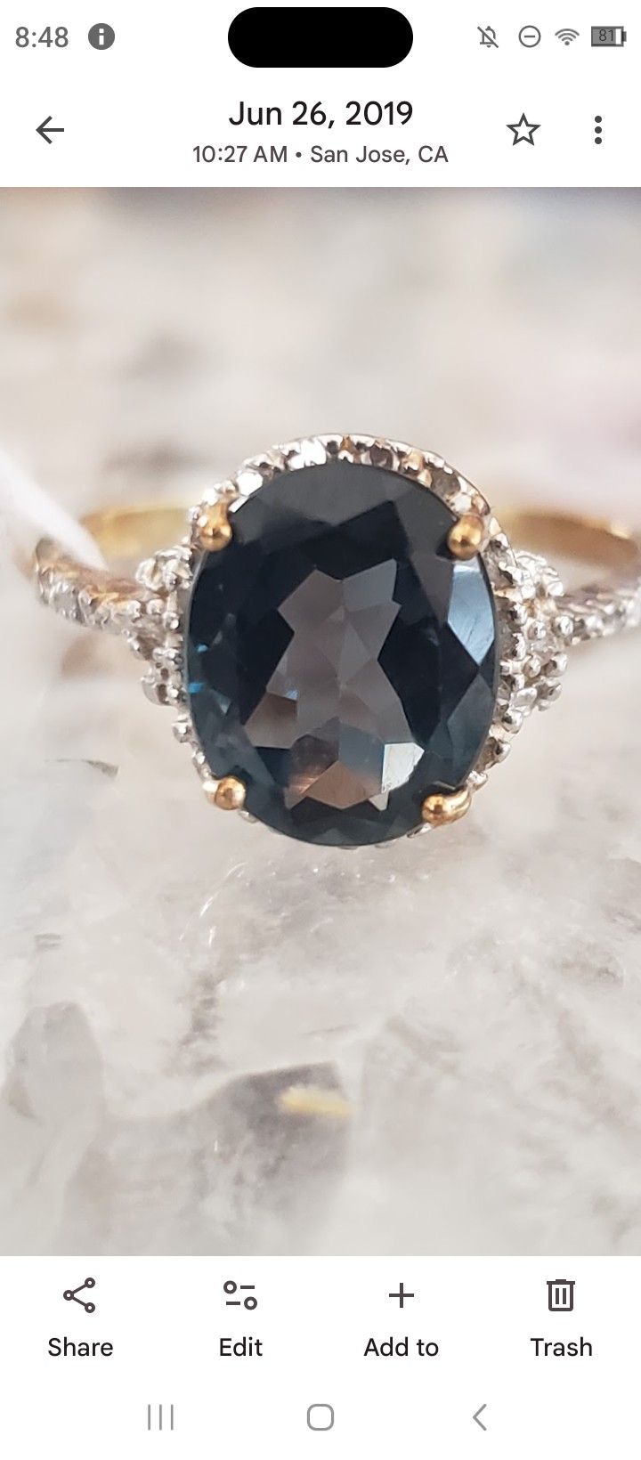 10k London Blue Topaz And Diamond Ring