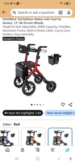 MAXWALK Tall Rollator Walker with Seat