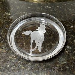 Vintage Glass Wine Bottle Coaster Galloping Horse
