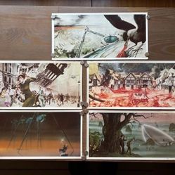 Jeff Wayne's War of Worlds 1978 Geoff Taylor Art 5 Promo POSTER Set H.G. Wells