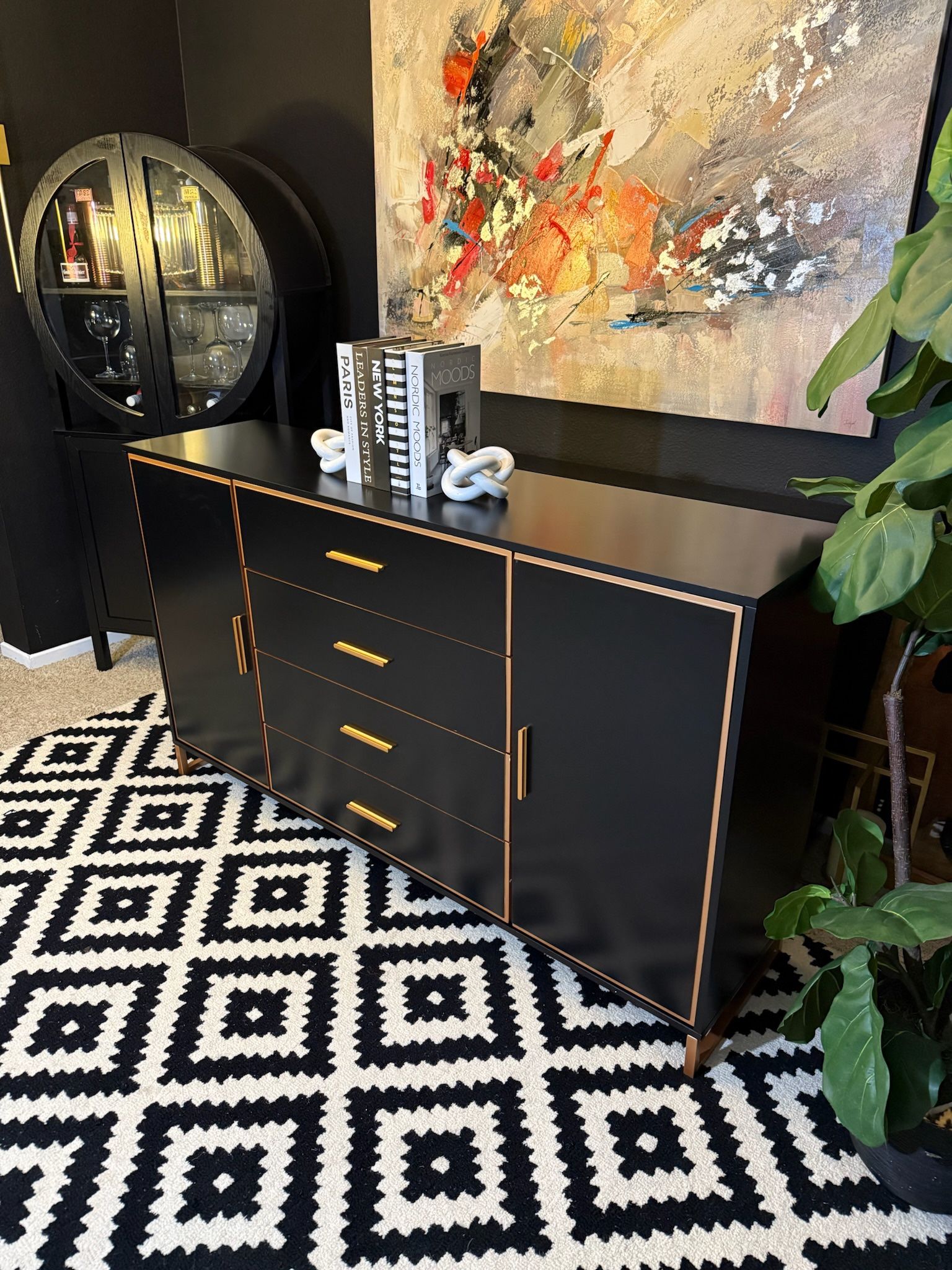 Buffet Credenza 63” Modern With Cabinets And Drawers