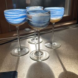 Steven Maslach Hurricane Blown Glass Goblets