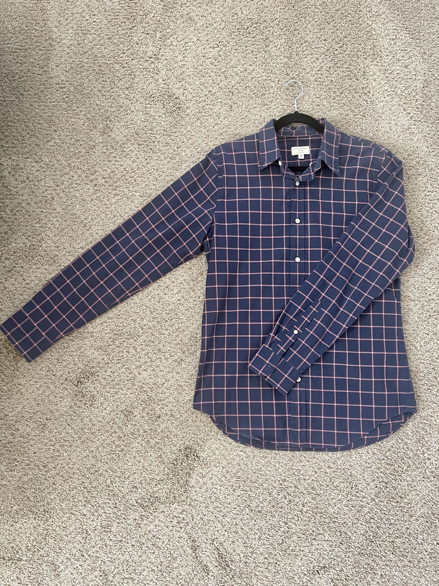 Club Monaco 100% Cotton Slim Grid Shirt - Worn Twice 