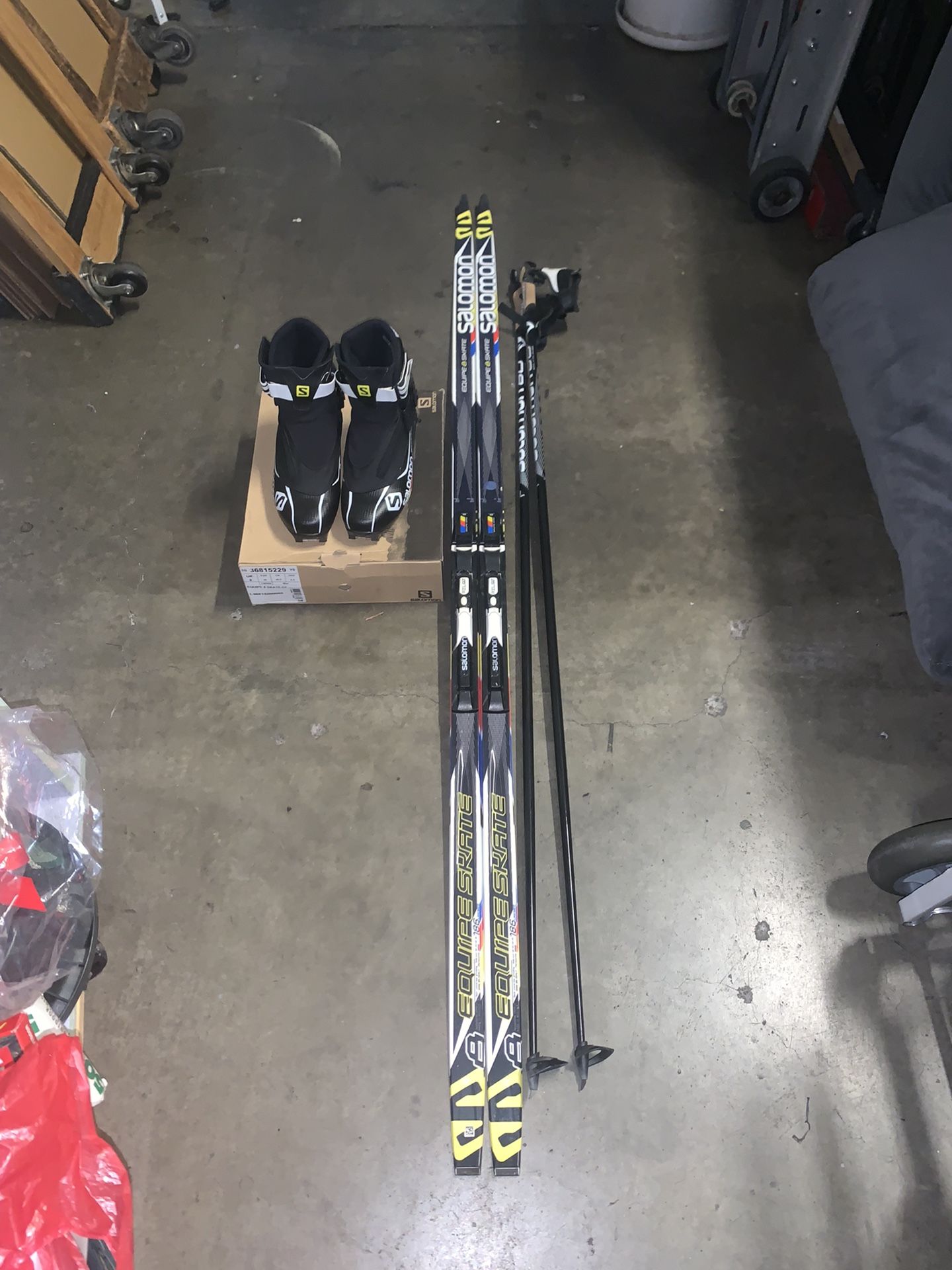 Salomon Cross Country Skis with Boots and Poles Set of 3 Very Good Condition 