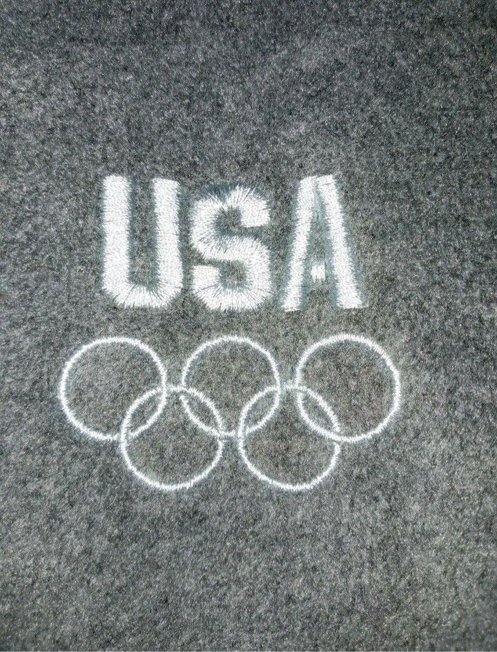 USA Olympic embroidered zip up POCKETS vest gray fleece top collectible SIZE 2XL