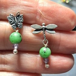 Mexican Silver Butterfly / Dragonfly Dangle Earrings