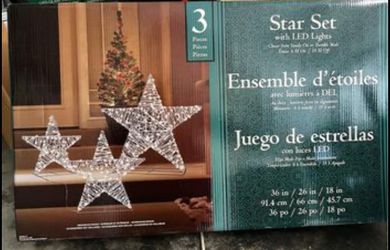Christmas decor set of 3 Star wth LED Lights