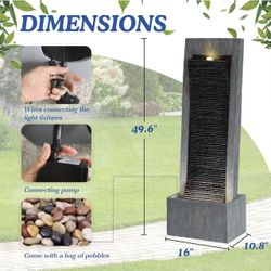 ✌️ 49.6" H Water Fountains Outdoor Garden Decor, Water Fountains and Waterfalls Outside, Large Indoor Floor Standing Resin Fountain Features 