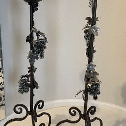 Cast Iron With Glass Grapes Candle Pillars