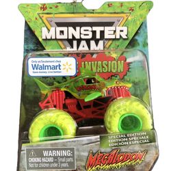 Hot Wheels Monster Jam Megalodon Zombie Invasion Green Wheels 1/64 Scale Toy