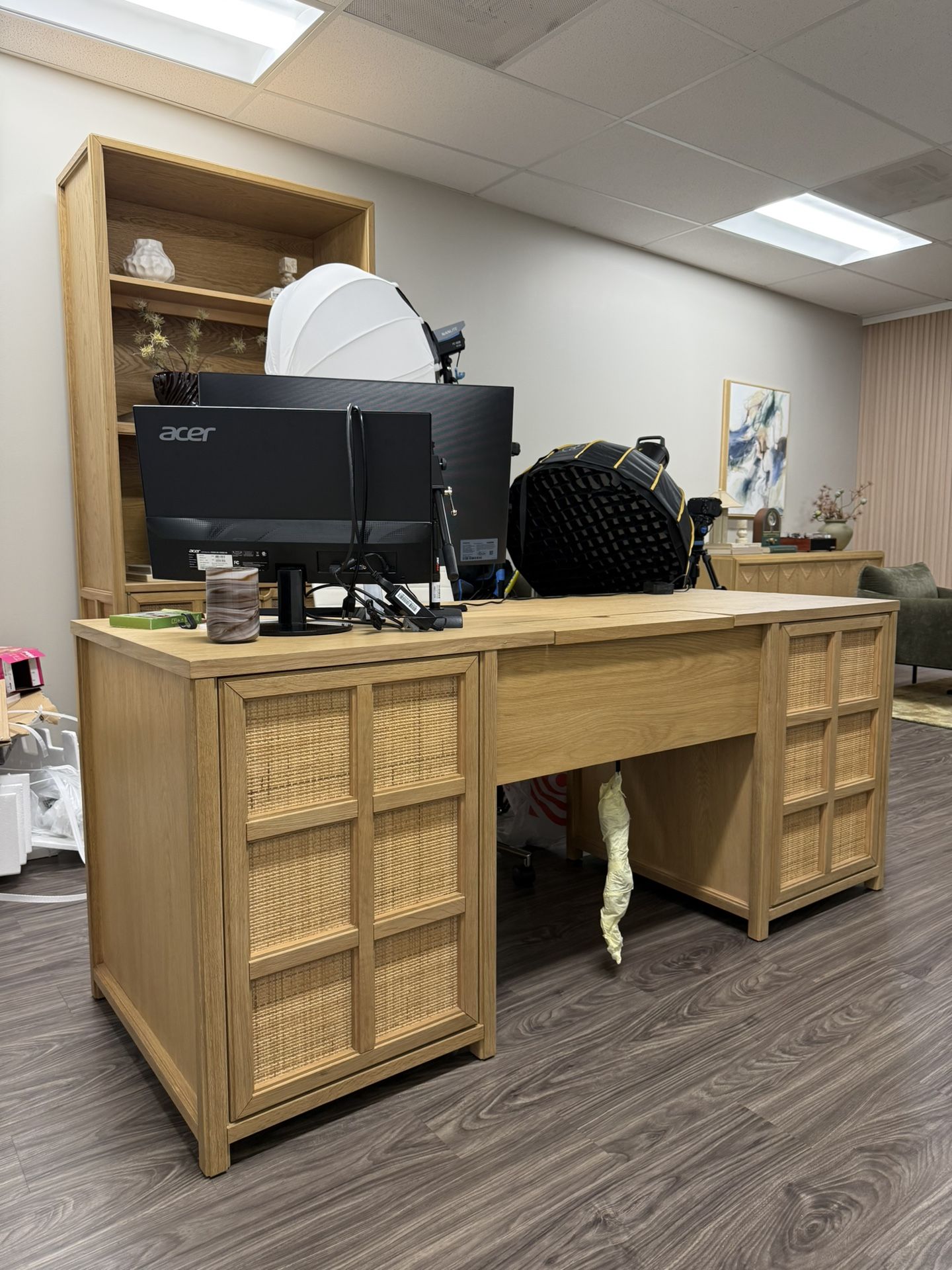 Crate And Barrel Rattan Desk 