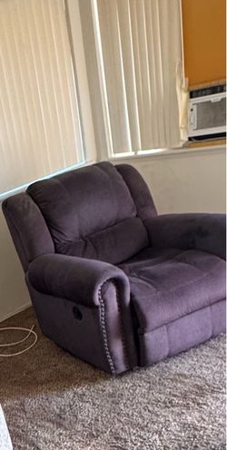 Purple Fabric Recliner Chair with Nailhead Trim