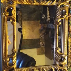 Ornate EuroMarchi Italian Gold tone Wall Mirror 16 X 11 