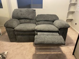 Berkline Grey Fabric Reclining Love Seat Sofa Couch