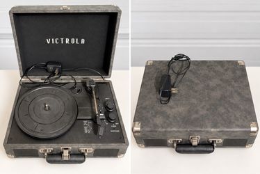 Victrola Record Player + 6 Vinyl Records Bundle