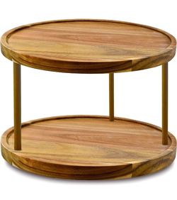12" Acacia Wood Two Tier Lazy Susan