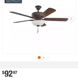 Hampton Bay Rothley || 52 in. Indoor LED Bronze Ceiling Fan with Light Kit, Downrod, Reversible New $75