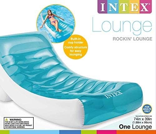 INTEX- Inflatable Rocking Lounge Floating Chair With Support Unit Built-in Cup Holder