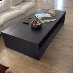 Crate & Barrel Large Black Wood Coffee Table