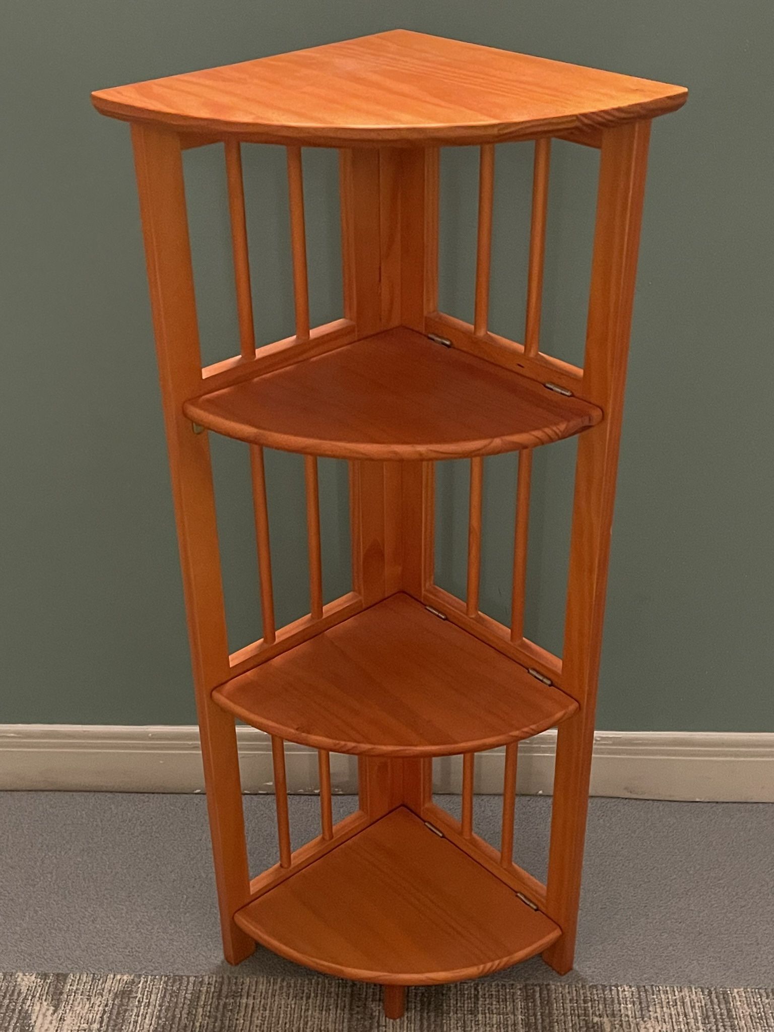 Large, Heavyweight Wood (Red), 4-Shelf Folding Corner Etagere - posted price is firm.