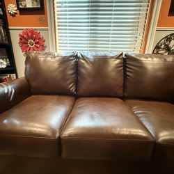 Brown leather couch