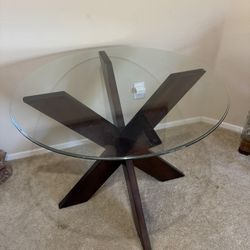 36” Round Glass Top Dining Table