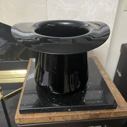 Vintage Glass Top Hat Ice Bucket 7”x9”