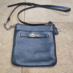 Coach Metallic Blue Swagger Swingpack Leather Turn-lock Crossbody 36502