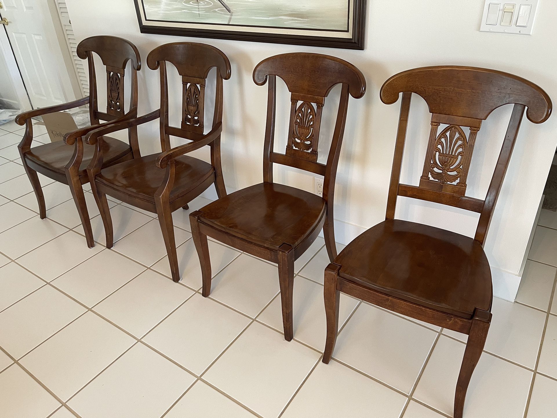 4 Wooden Ornate Chairs 