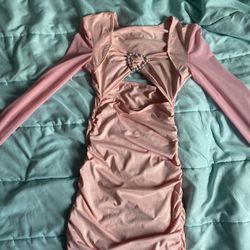 Xs Pink Backless Scrunch Dress 