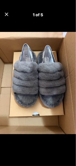 Size 6 UGG Fluff Yeah Slide Slippers Gray
