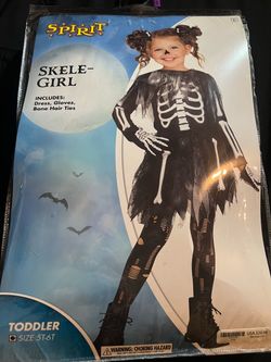 Spirit Skele-Girl Toddler Halloween Costume Size 5T-6T