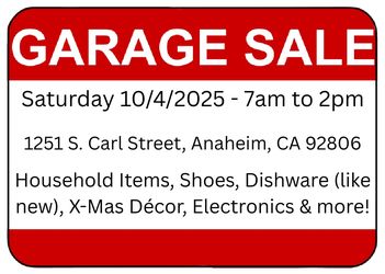 Garage Sale! Anaheim 10/4/25