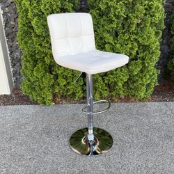 White Faux Leather Barstool - Adjustable Height & Swivel (5 available)