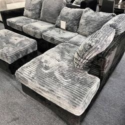 NEW GREY SECTIONAL SOFA AND OTTOMAN WITH FREE DELIVERY
